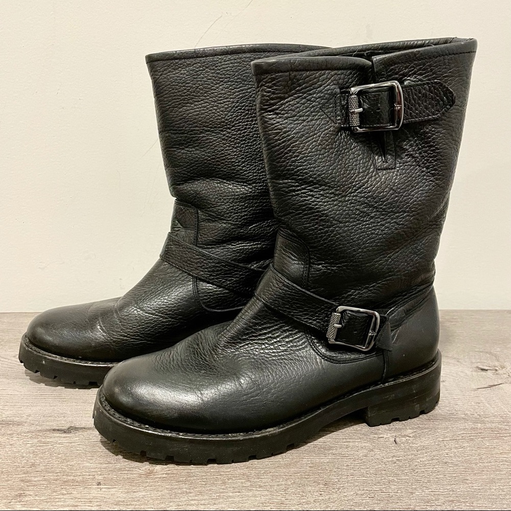 FRYE Natalie Mid Engineer Lug Shearling Boots